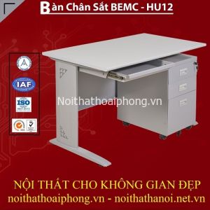 BÀN HU12-L - BÀN LÀM VIỆC CHÂN SẮT MẶT GỖ HIỆN ĐẠI HÒA PHÁT ĐẸP